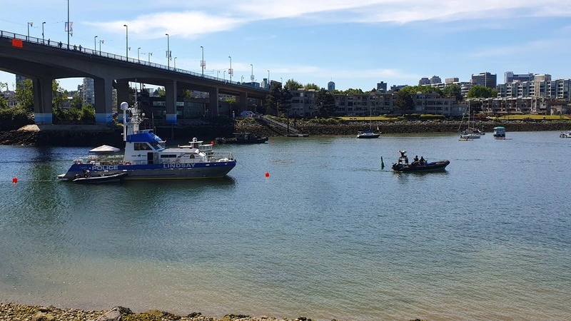 Vancouver's police boats tied up in False Creek